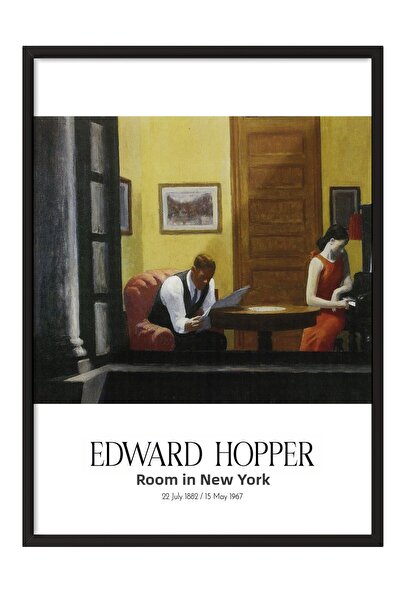 Postifull Edward Hopper - Cameră în New York, Tablou înrămat negru, Seria de ...