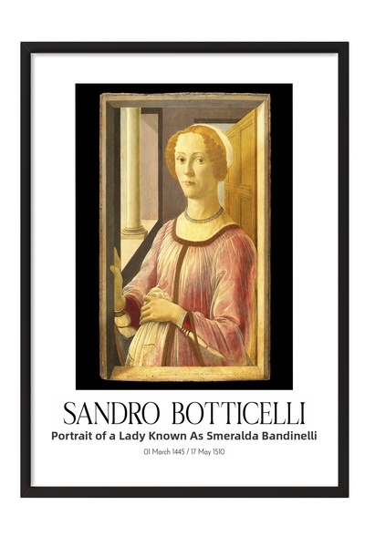 Postifull Sandro Botticelli, Tablou înrămat negru, Seria de artă NR:110756