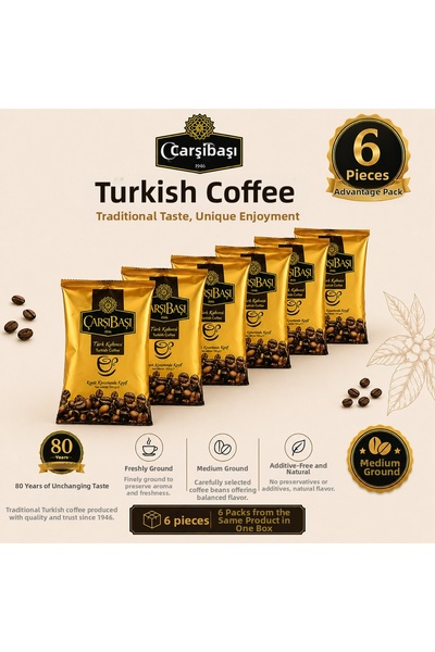 çarşıbaşı مجموعة القهوة التركية الاقتصادية المكونة من 6 قطع