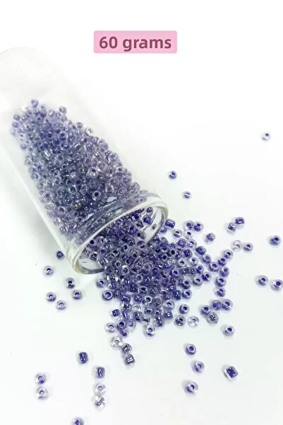 Mestore Bulk glass sand beads (8/0) 3 mm - 60 grams - transparent purple whit...