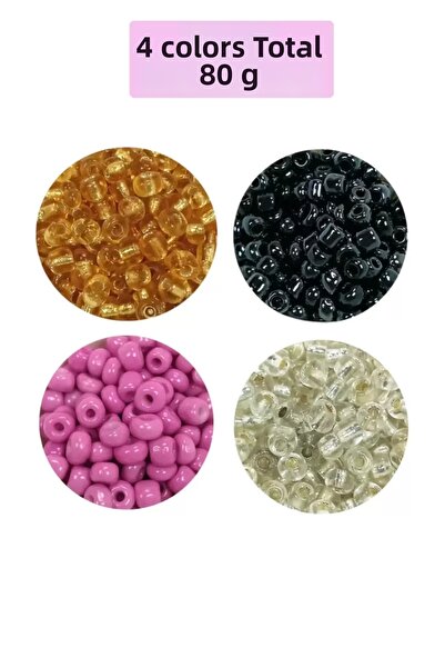 Mestore Large size cast glass sand beads (6/0) 4 mm - 4 colors - total 80 gra...
