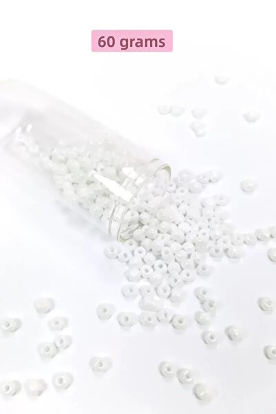 Mestore Bulky Glass Sand Beads Large Size (6/0) 4 mm - 60 Grams - Snow White ...