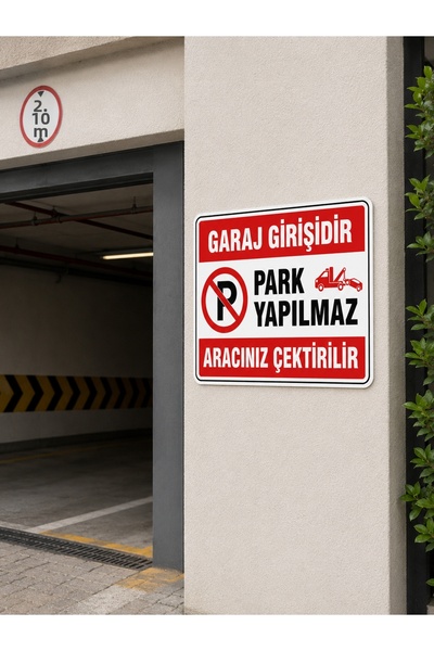 KORKMAZ GROUP Levha Garage Entrance No Parking Warning Sign 25X35 cm Dekota Pvc