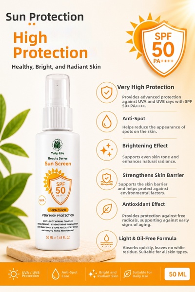 tulip life Spf 50+ Sunscreen Uva/Uvb Broad Spectrum Anti-Blemish Protection 5...