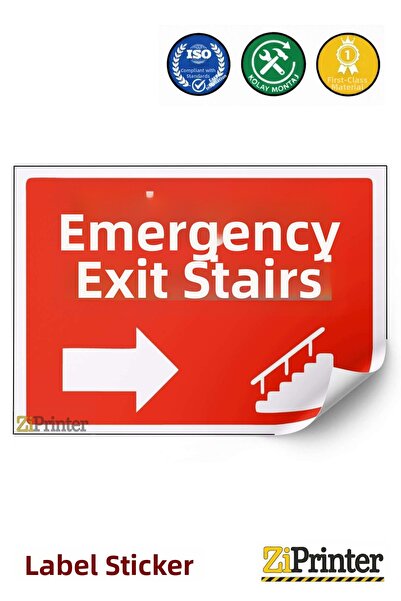 ZiPrinter Emergency Exit Staircase Warning Sign Sticker 35X50 cm