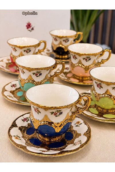 Onedekor 6-Person Porcelain Ophelia Coffee Cup 90 Cc