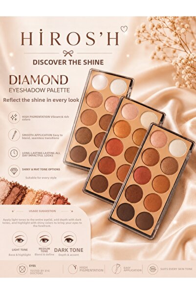 HİROS'H Diamond Far Series 10-Piece Eyeshadow Palette with Shiny Finish