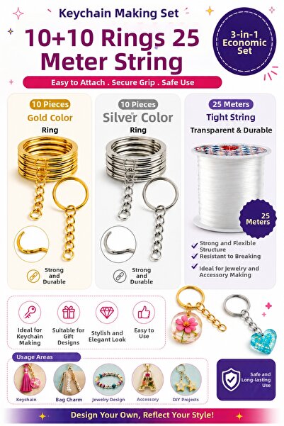 By MO Accessories 10 حلقات مفاتيح فضية اللون و10 حلقات ذهبية اللون لصنع المجو...