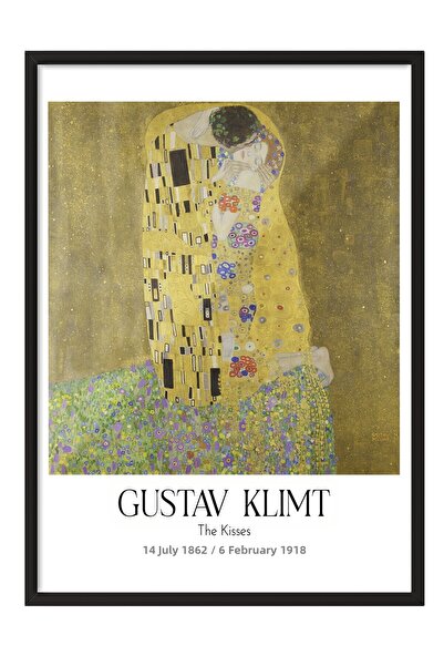 Postifull Gustav Klimt - Săruturile, Tablou înrămat negru, Seria de artă NR:1...