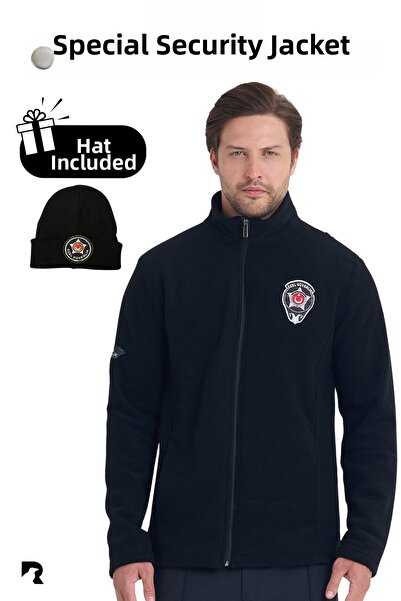 Raven Uniform Palton negru din lână pentru bărbați cu broderie de securitate ...