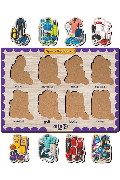 minİQ toys Wooden Turkish Sports Equipment Educational-Learning Puzzle