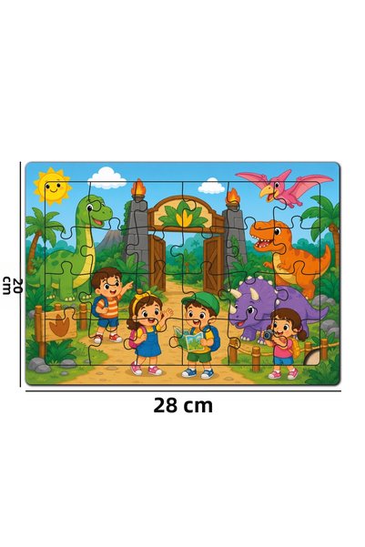 minİQ toys A Day at the Dinosaur Park Wooden Puzzle (24 Pieces)