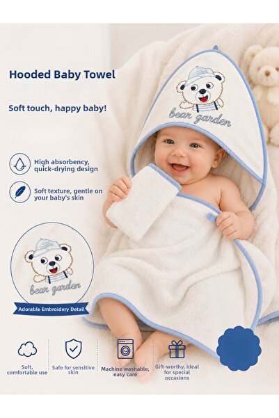 Tomuycuk 100% Cotton & Baby Bath Towel with Hood - Soft & Water Absorbent Ted...
