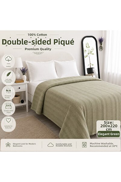 vanillasoft Vanilla Soft Cuvertură de pat dublă 100% bumbac piqué 200x220cm W...
