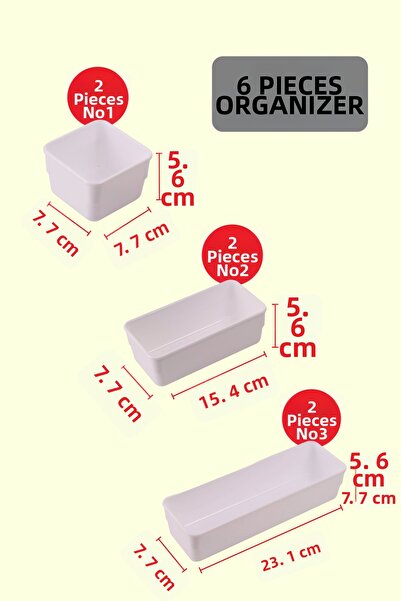 color house Set organizator de culoare albă, 6 piese, organizator modular, mi...