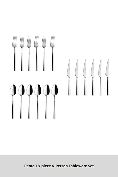 Emsan Penta 18-Piece 6-Person Fork, Spoon, and Knife Set