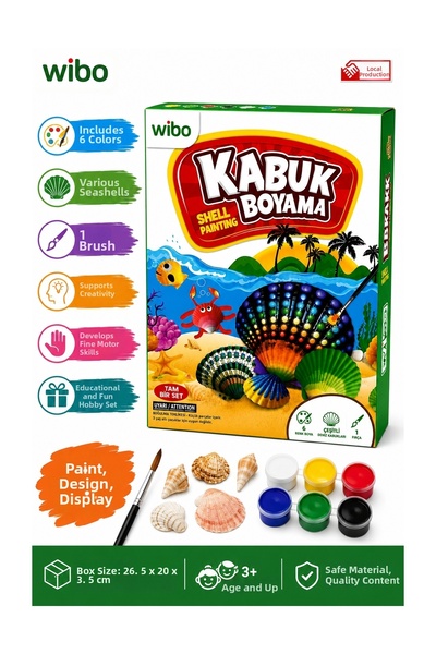 Wibo Sea Shell Painting Set 6 Colors Paint and Brush Included Educational Hob...