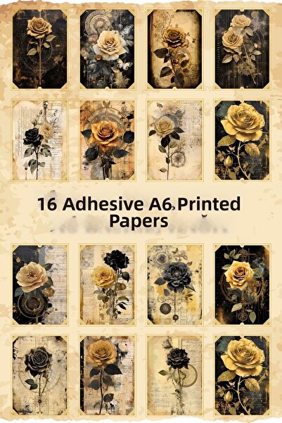 Kolbi Craft 16 Pieces of Antique Vintage Rose Themed Adhesive Scrapbook Paper...