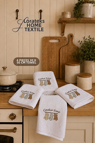Lorateks Aruma |   Set of 4 Embroidered 30X50 cm Kitchen Towels |   Drying Cl...