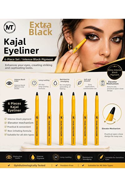 MT Kajal Eyeliner Set of 6 – Extra Black Intense Pigment