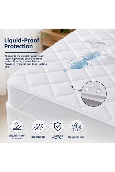 Layvera Protector de saltea matlasat, rezistent la lichide, 100% bumbac - Tex...