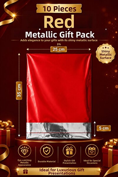 BİRBEYSTORE Red Metallized Gift Package 25X35 cm – Stylish Gift Wrapping Bag ...