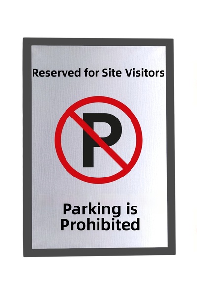 usin Metal Silver 14X20 cm Adhesive Sign Belongs to Site Residents No Parking...