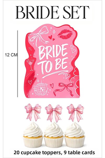 Sinek Kupası Tasarım Bachelorette Party Set Table Card 9 Pieces 20 Cupcake De...