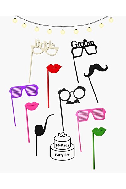 Three Dittle Birds Fun 10-Piece Party Set for Wedding & Marriage Photos (Brid...