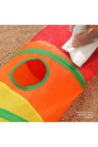 Ufak Tefek Şeyler Rainbow Cat Play Tunnel 120 cm Fun Foldable Interactive Cat Toy with Multiple Holes