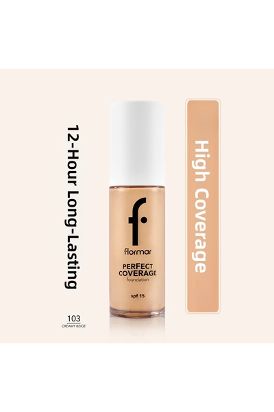 Flormar كريم أساس بتغطية مثالية وغني بالصبغات مع عامل حماية من الشمس SPF15 رق...