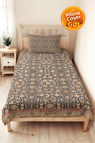 Evimde Bambaşka Navy Blue Shawl Patterned Double Pique Set - Classic Authenti...