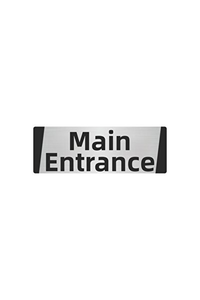 Özarslan Dizayn Main Entrance Metal Warning Sign 5X20 cm Silver Color