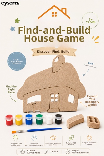 eysera Montessori Wooden Puzzle Find-And-Place Home Game – Children's Activit...