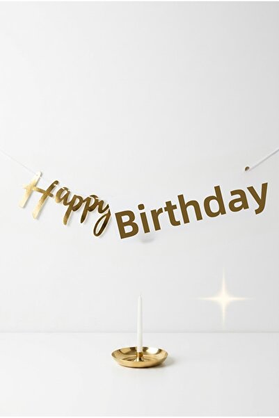 baloss fer Happy Birthday Banner Gold Color Birthday Party Ornament Hanging L...