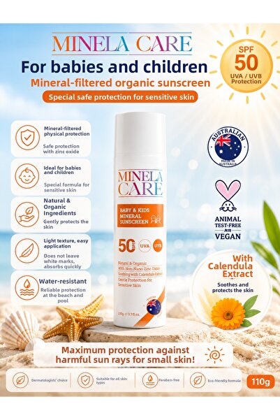 Minela Care Special Spf 50+ Sunscreen and Moisturizing Mineral Filtered Cream...