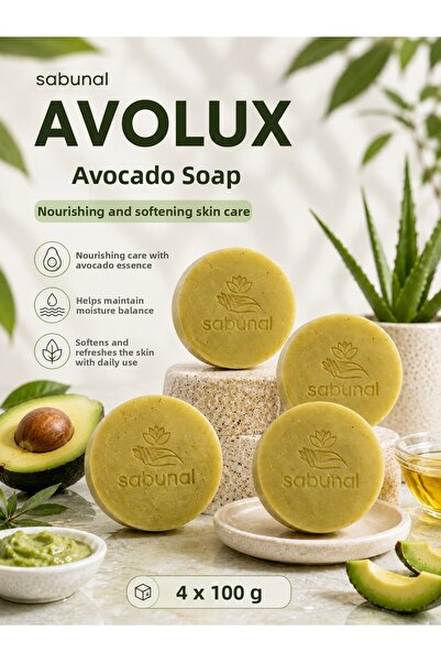 sabunal Avolux Avocado Soap 4 Pcs - Softening, Moisturizing, and Nourishing D...