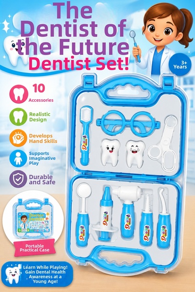 craftivio Educational Toy Dentist Set with Bag, 10 Pieces, Girls' Dental Doct...