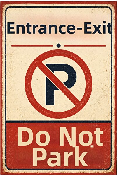 Lucena Retro Entrance Exit Do Not Park Metal Warning Sign Decorative Plate 30...