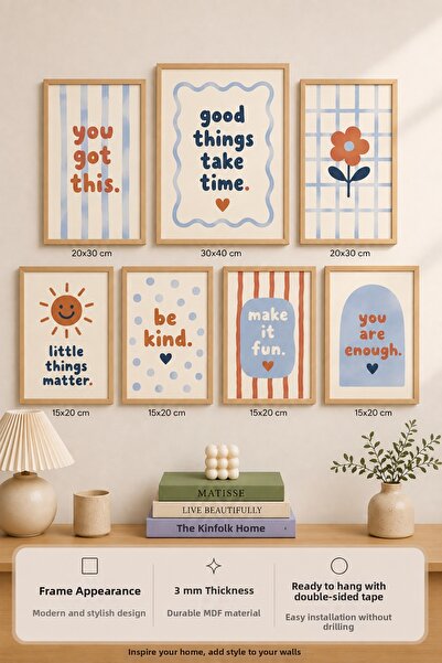 UNT 7-Piece Frame-Looking Modern Painting Set |   Good Things Take Time & You...