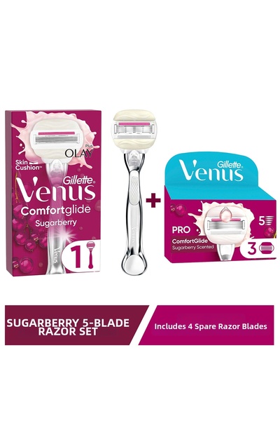 Gillette Venus Venus Comfort Glide Sugarberry Razor + 4 Razor Blade Refills