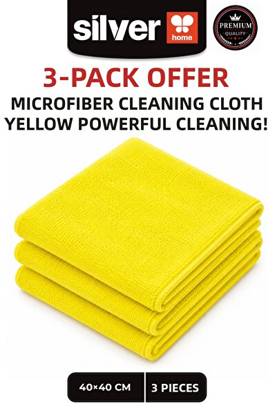 SİLVER HOME 3-Pack Microfiber Cleaning Cloth 40X40 cm Yellow Super Absorbent ...