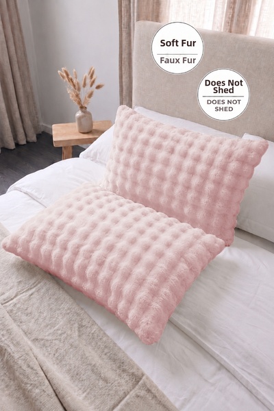 Evien Home Bubble Fur Plush 2-Piece Pillowcase 50X70 cm Rabbit Hair Soft Supe...