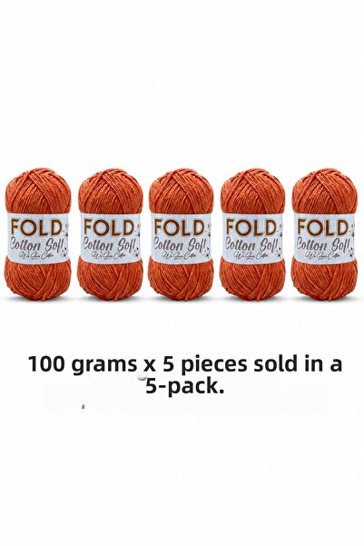 BD fold yarn خيط قطني ناعم برتقالي 702، 100 جرام، 200 متر، 100% قطن، خيط للحق...