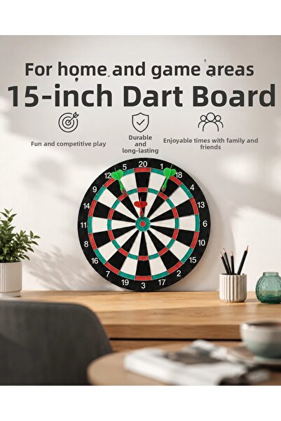SORA GROUP 15 Inch Large Dart Board Home Game Set with 4 Metal Tip Darts