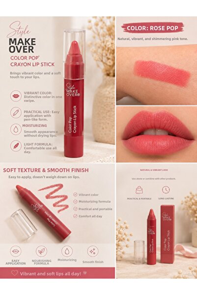 New Well Newwell Studio Make over Color Pop Crayon Lip Stick Red Pink Tint Pe...