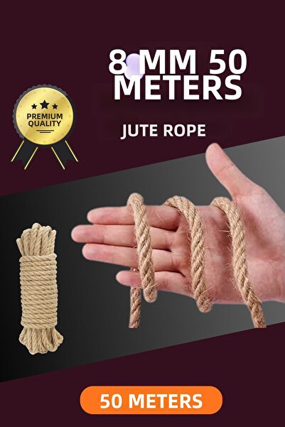 Generic Brand 8 mm 50 Meters Jute Rope Decorative Straw Twine Tether Ornament