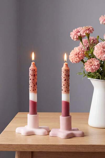TRENDYOLMİLLA HOME Set of 2 Splash Shaped Ceramic Candle Holders (Candle Not ...
