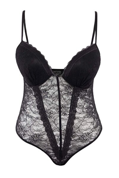 Trendyol Curve Set body și halat negru elegant TBBSS26DG00005