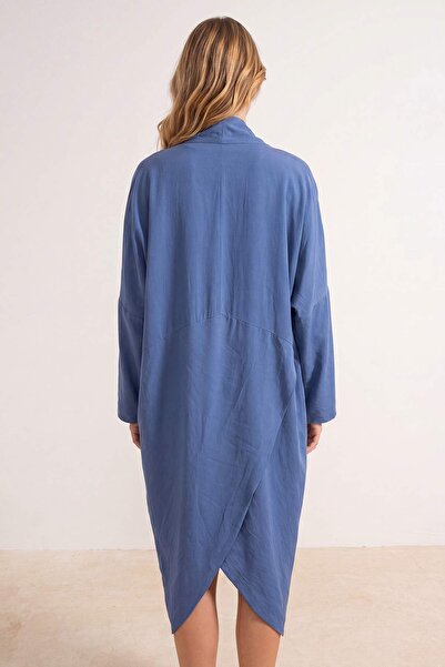 Trendyol Kollektion Indigowebenes Maxi-Strandkleid mit Dekolleté-Ausschnitt T...